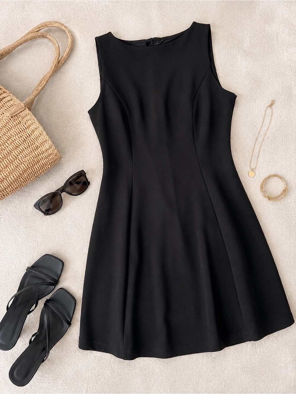 NWT PrettyGarden Black Sleeveless Fit & Flare Dress Size Small Classic Stretch